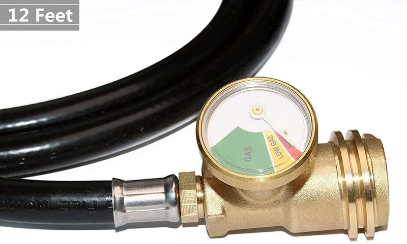 DOZYANT 12 Feet Propane Hose with Gauge,Include Tank Adapter Converts POL 100 lb LP Tank to QCC1 for Gas Grill, Stove and More Propane Appliances - Image 4
